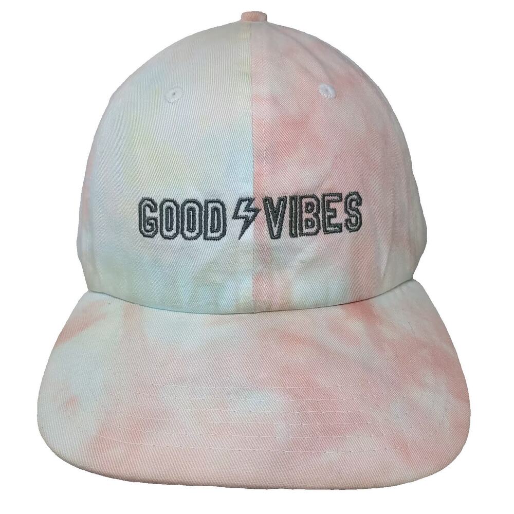 P.J. Salvage Baseball Cap Pink Blue Tie Dye Good Vibes Embroidered Hat One Size